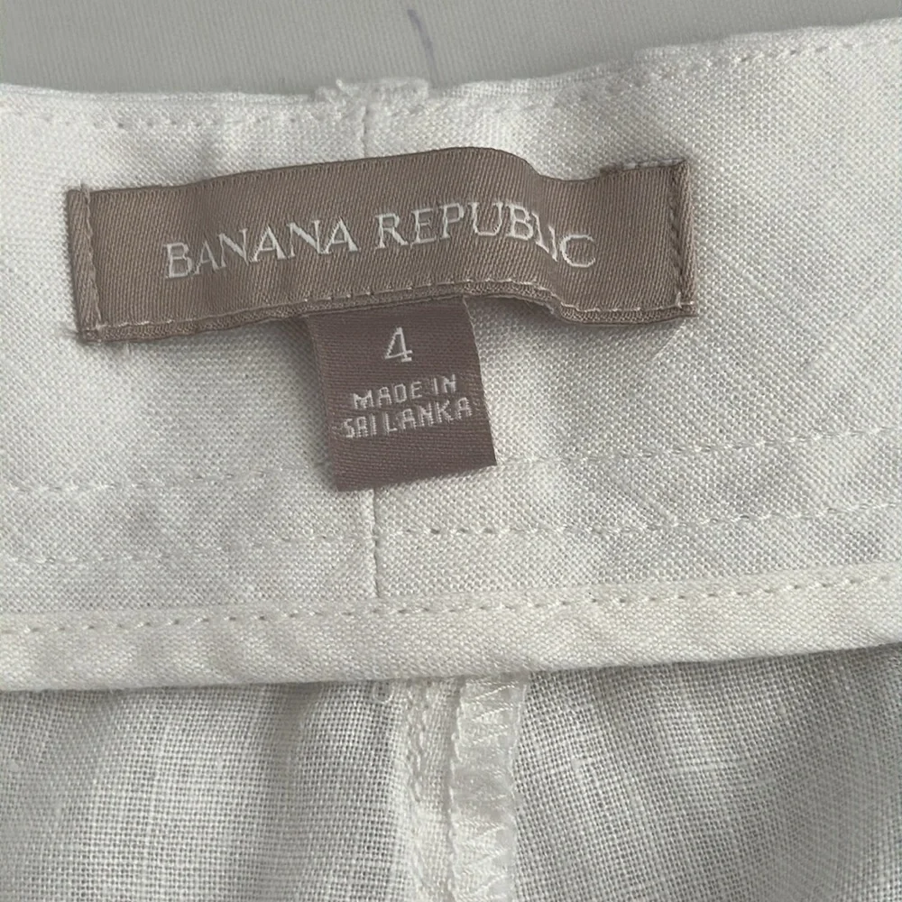 Banana Republic white unlined lightweight linen wide leg palazzo pants